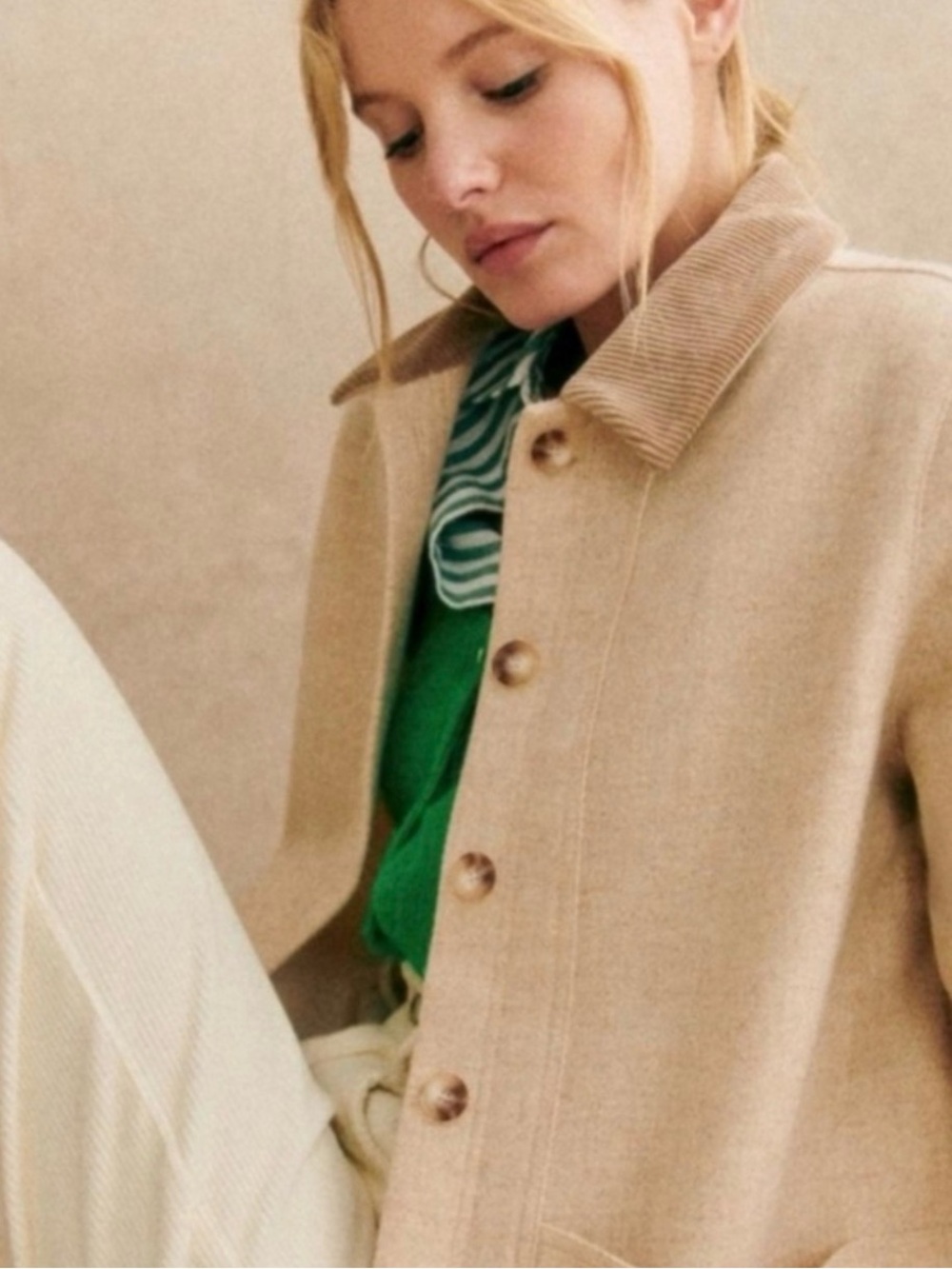 Sezane Will Jacket in wool mottled beige